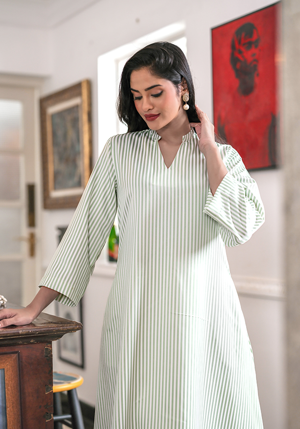 TAHIRA GREEN STRIPE KURTA